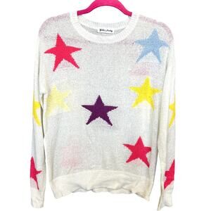 Yellow Monkey Boutique Lightweight Ivory Knit Star Sweater Size Small